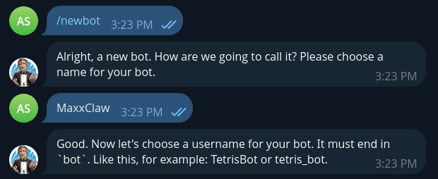 BotFather /newbot