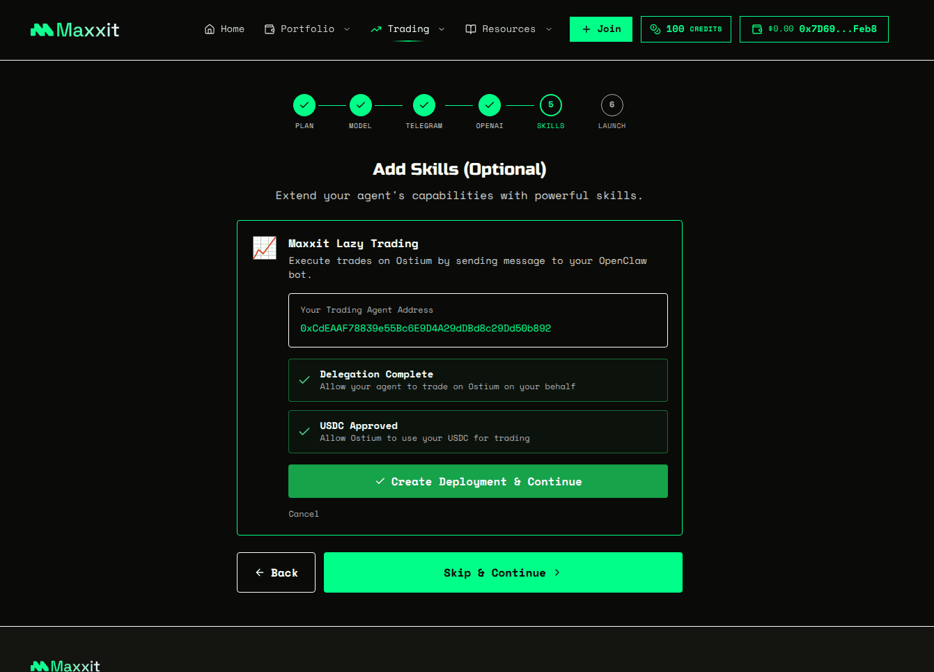 Delegation and USDC approved